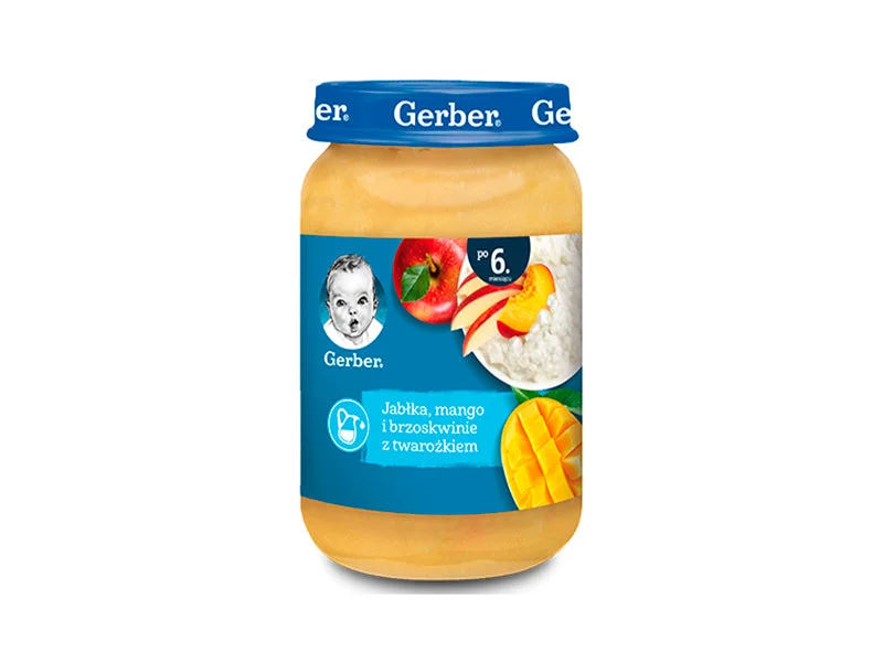 Gerber Piure de mere, mango și piersici cu brânză de vaci 190g