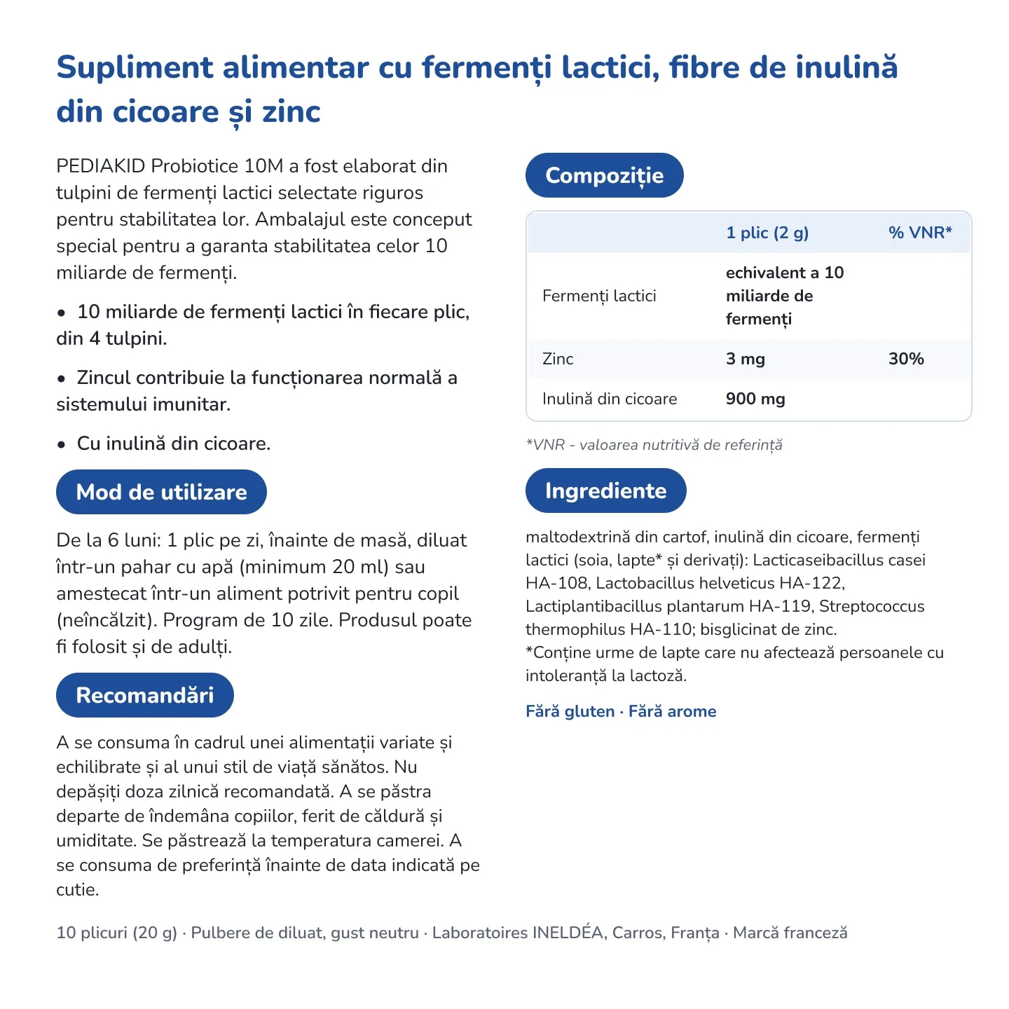 INELDEA Pediakid Probiotice - 10M plic. N10