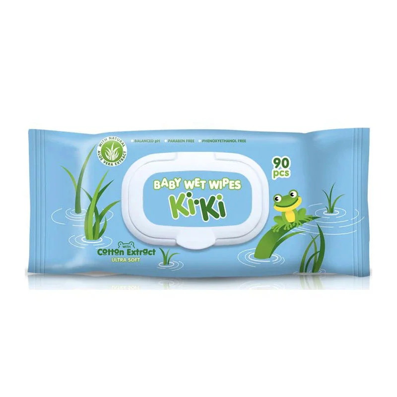 Kiki Baby Servetele umede cu extract de aloe vera si bumbac, 90buc