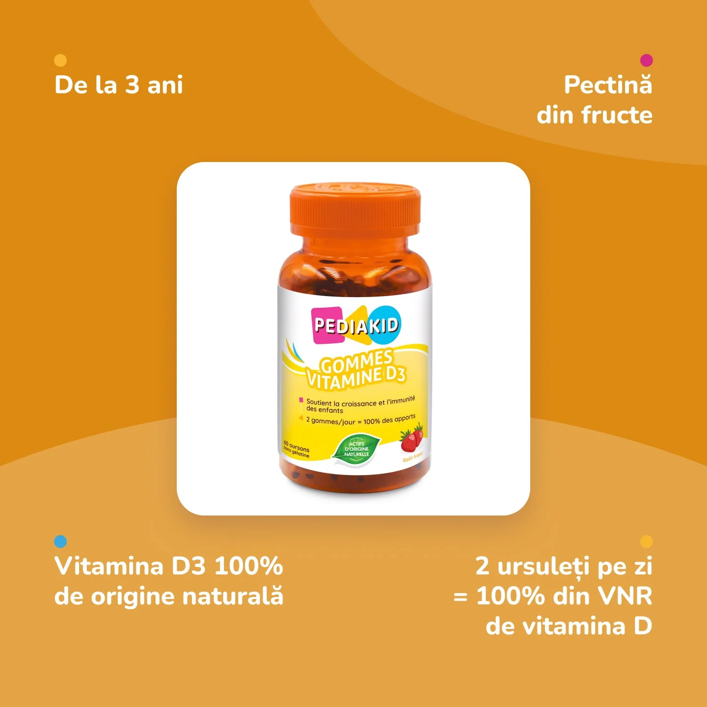 INELDEA PEDIAKID Vitamina D3 ursuleti gumati N60