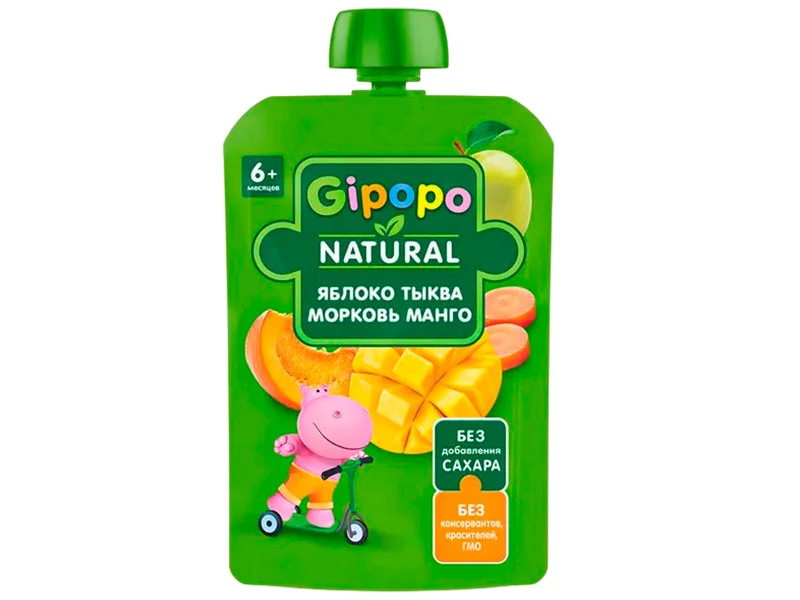 GIPOPO Piure Măr, Morcov, Dovleac, Mango 90g