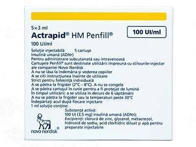 Actrapid HM Penfill 100UI/ml sol.inj. in cartus 3ml