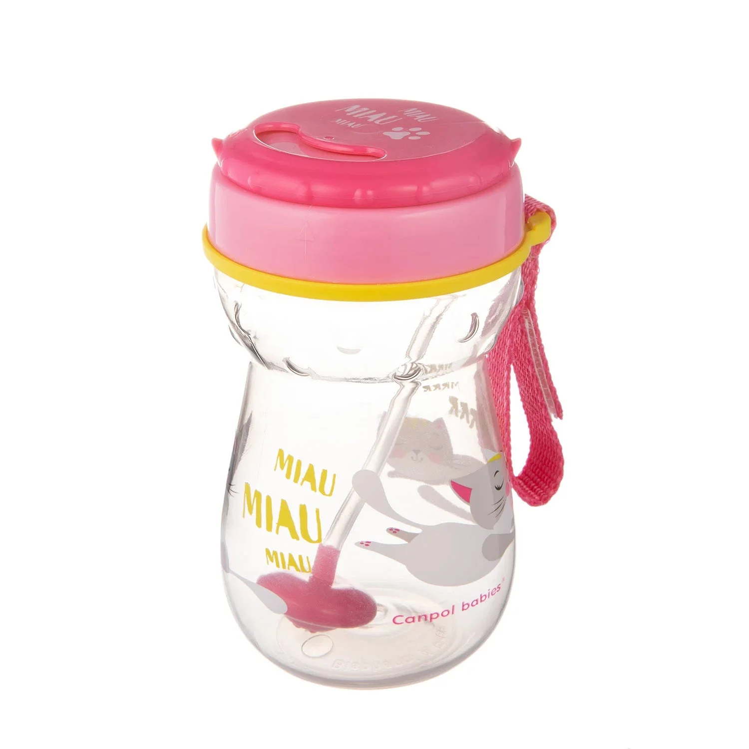 Canpol Baby 56/521 Cană sport cu pai din silicon și greutate Cat 350 ml