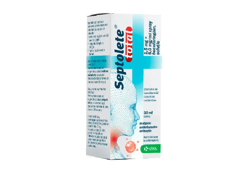Septolete total spray bucofaringian solutie 1,5 mg + 5 mg/ml 30 ml N1