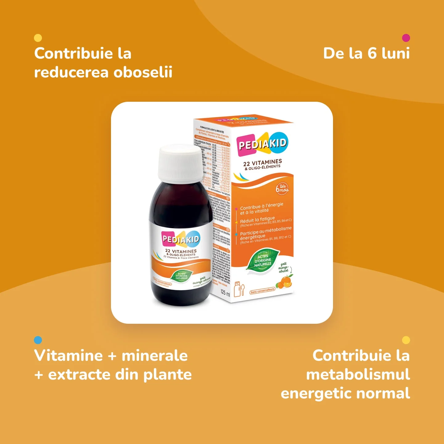INELDEA Pediakid 22 Vitamine și minerale (gust portocala și caise) sirop 125ml