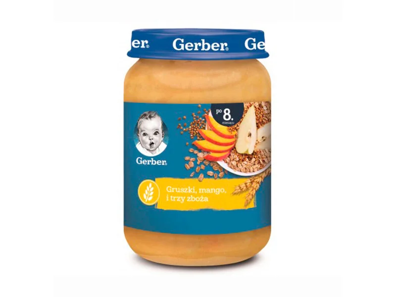 Gerber Piure de pere, mango și trei cereale 190g