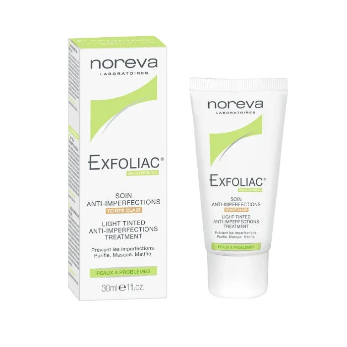 Noreva EXFOLIAC Cremă tratamentul acneei + fon de ten deschis 30 ml