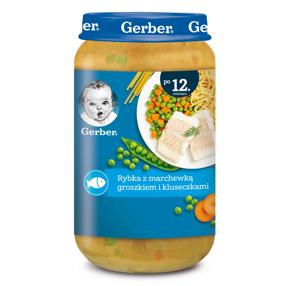 Gerber Junior Pireu peste, morcov, mazare 250g