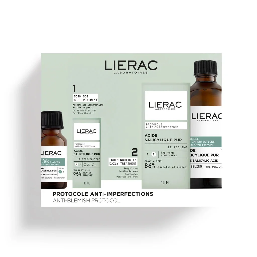 LIERAC Protocol Set Anti Imperfections Tratament local (15ml) + Peeling (100ml)