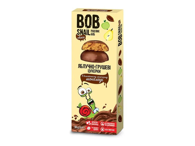 Bob Snail Dulciuri naturale mar-pere ciocolată belgiana 30g