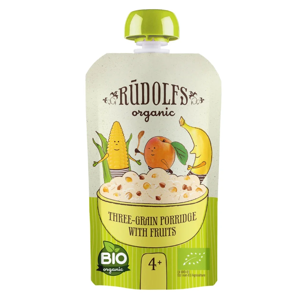 Rudolfs Organic Pouch 3 Cereale cu fructe 110g (4+)