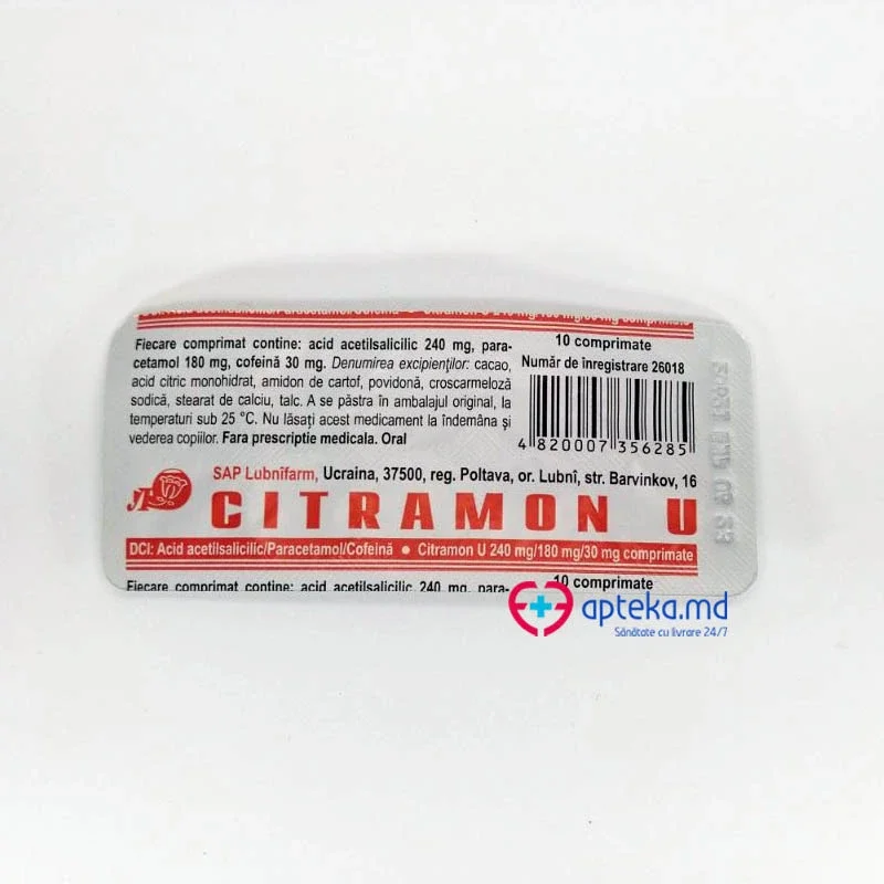 Citramon U comprimate 240 mg/30 mg/180 mg N10