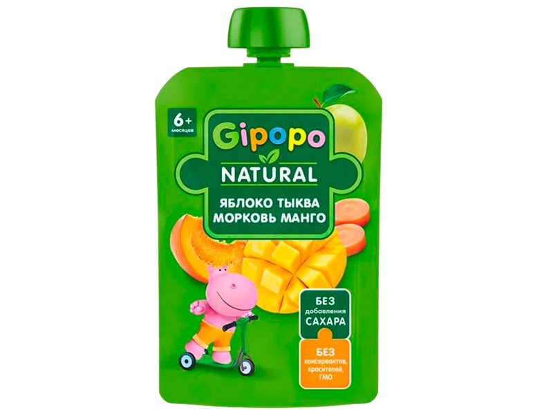 GIPOPO Piure Măr, Banană, Căpșună, Zmeură 90g