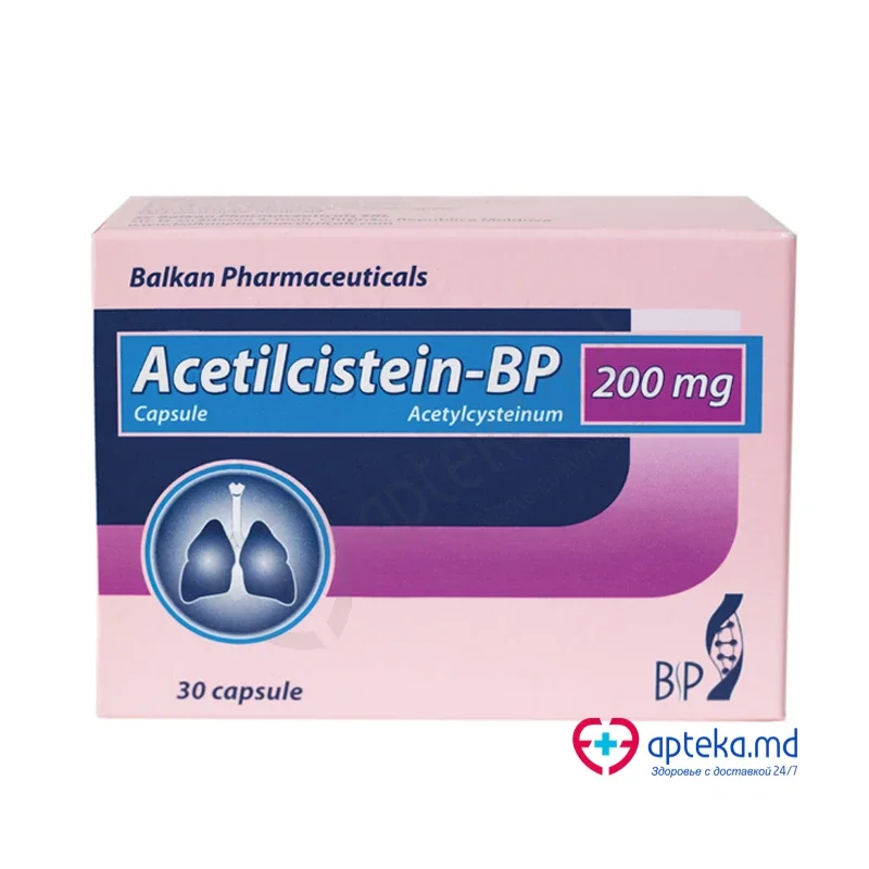 Acetilcistein-BP caps. 200 mg N10x3