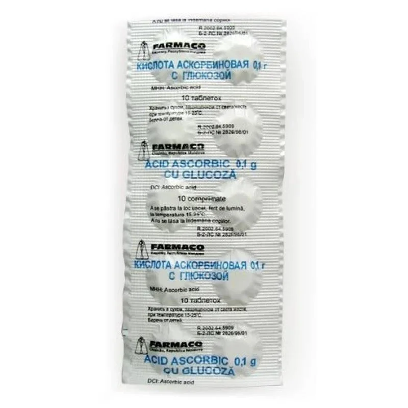 Acid ascorbic cu glucoza 100mg comp. N10(Farmaco) OTC