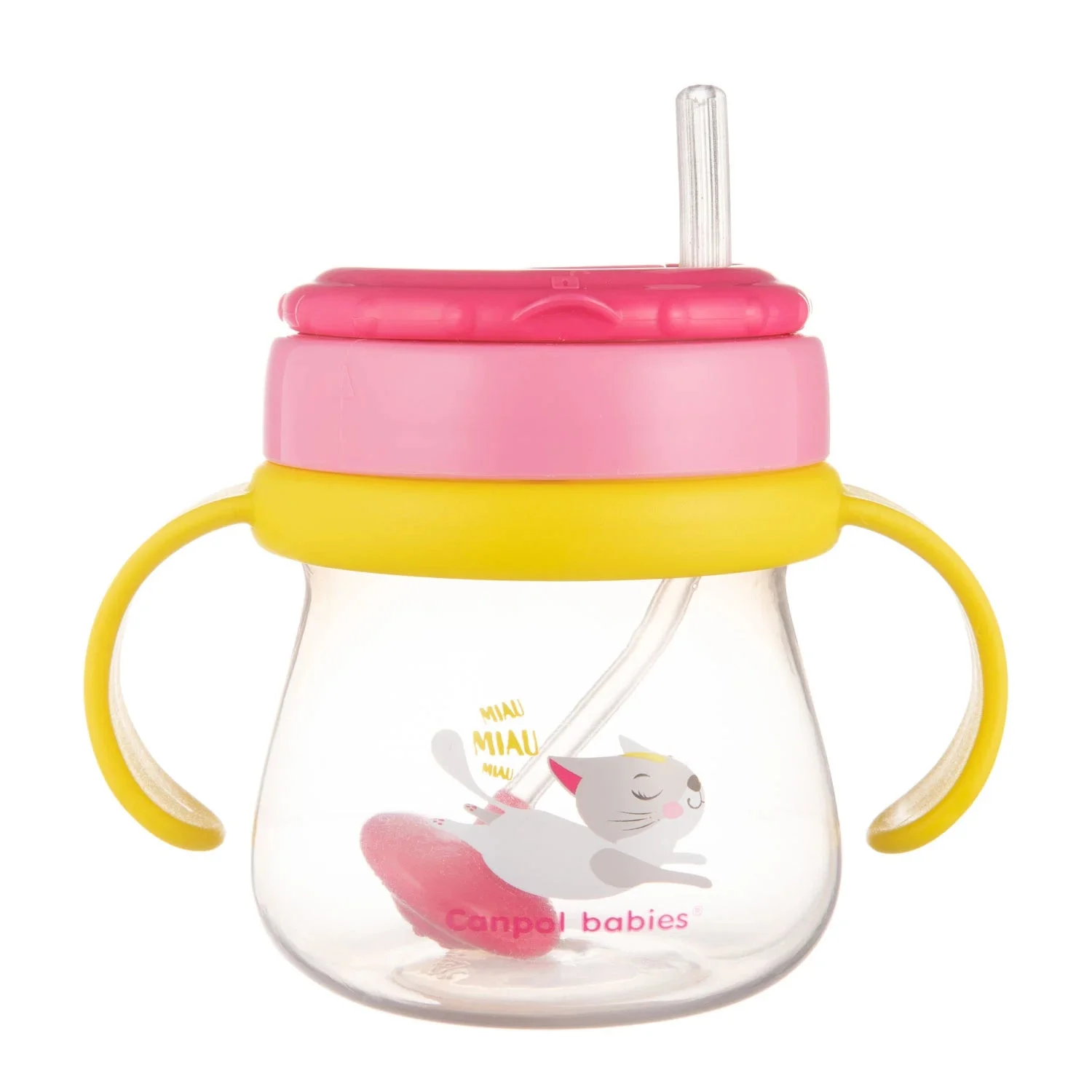 Canpol Baby 56/520 Cană sport cu pai din silicon și greutate Cat 250 ml