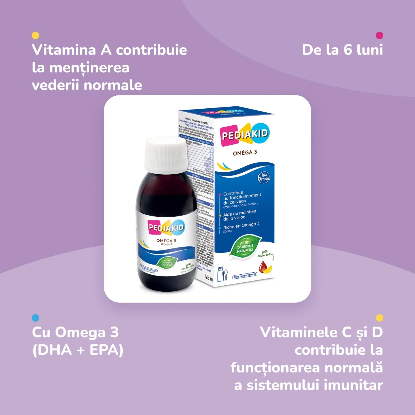 INELDEA Pediakid Omega 3 (cu gust lămâie-cola) sirop 125ml