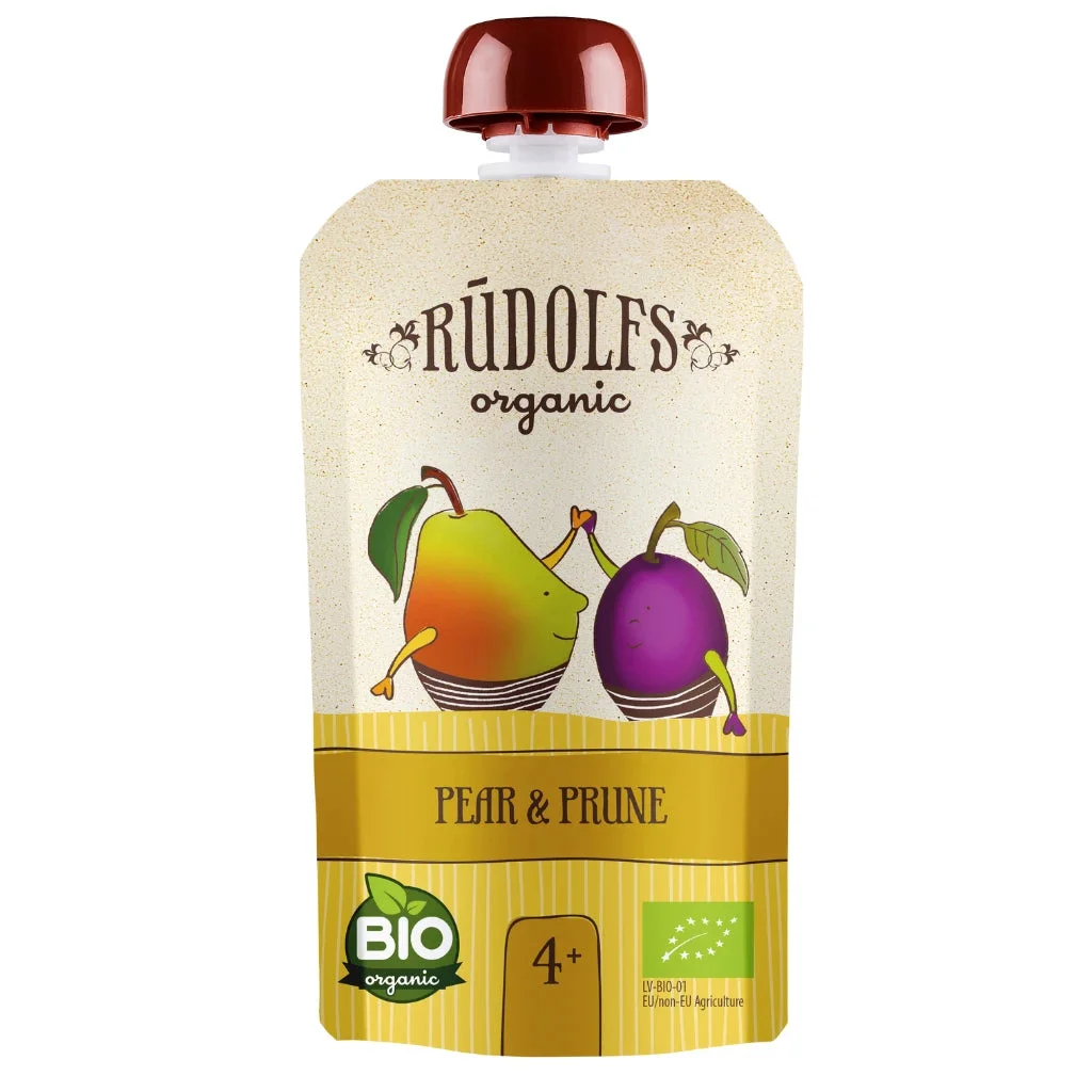 Rudolfs Organic Pouch Pere și prune 110g (4+)