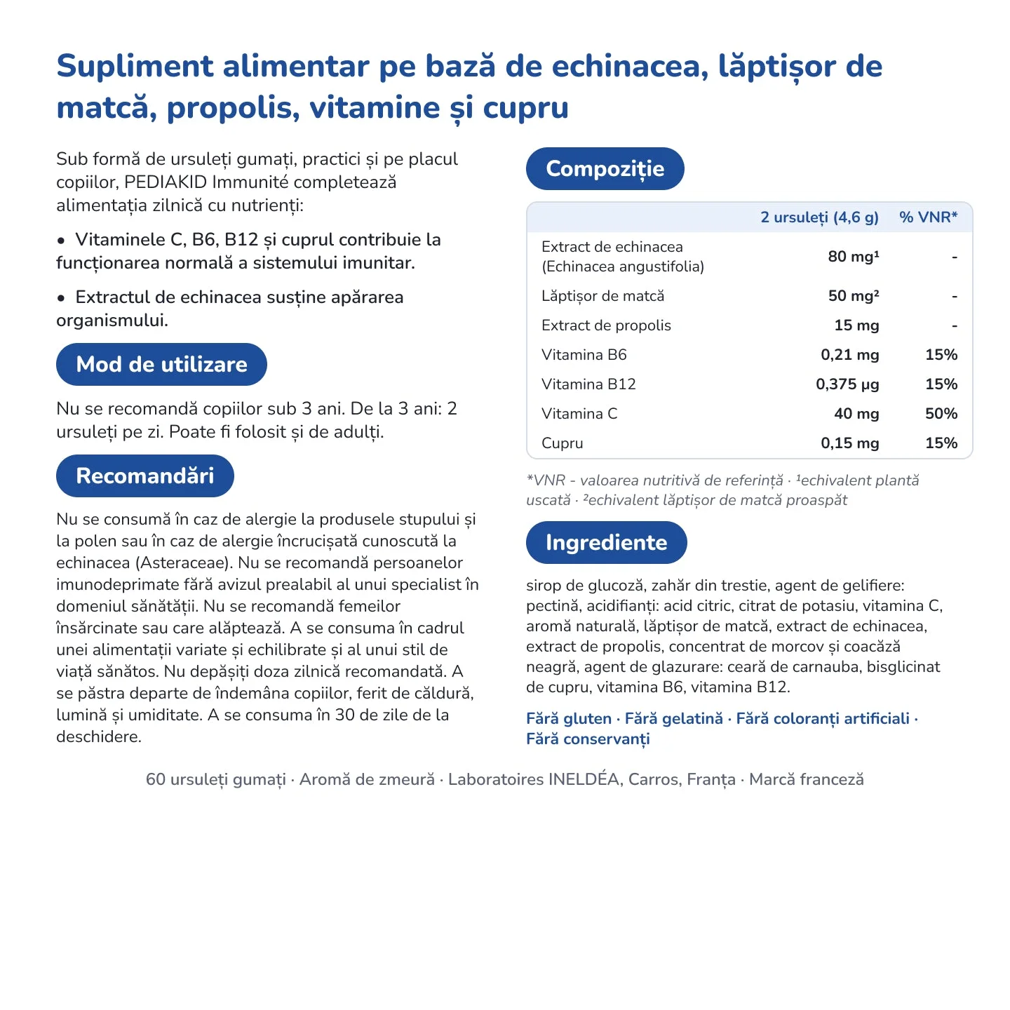 INELDEA PEDIAKID Immunite ursuleti gumati N60