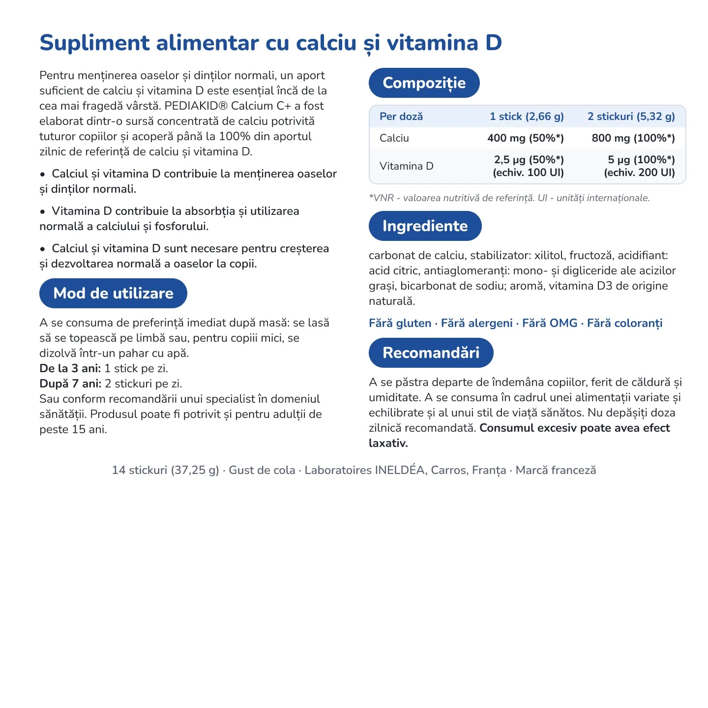 INELDEA PEDIAKID Calcium C+ stick N14