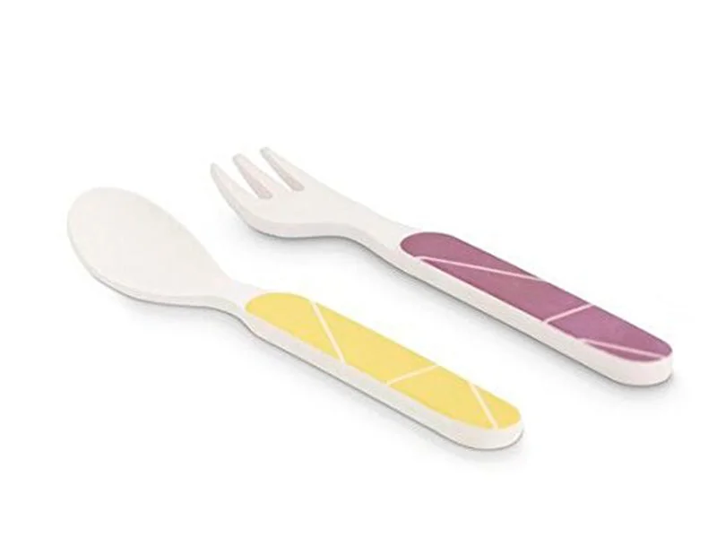 Baboo set flexibil lingura + furculita peach 6M+ 10-036