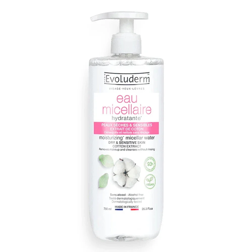 Evoluderm Apă micelară Cotton pentru piele uscată și sensibila (cu pompă) 750ml