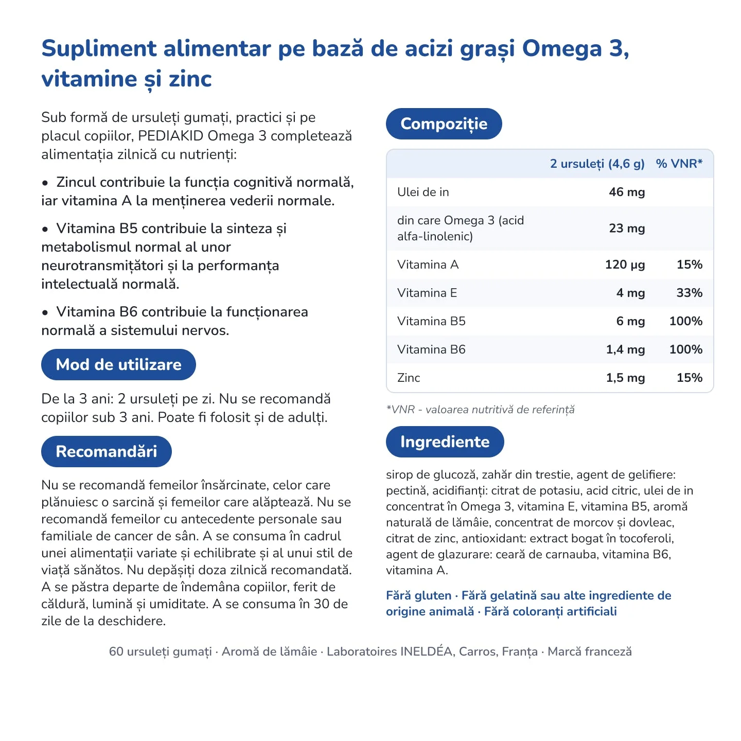INELDEA Pediakid Omega 3 ursuleți gumati N60