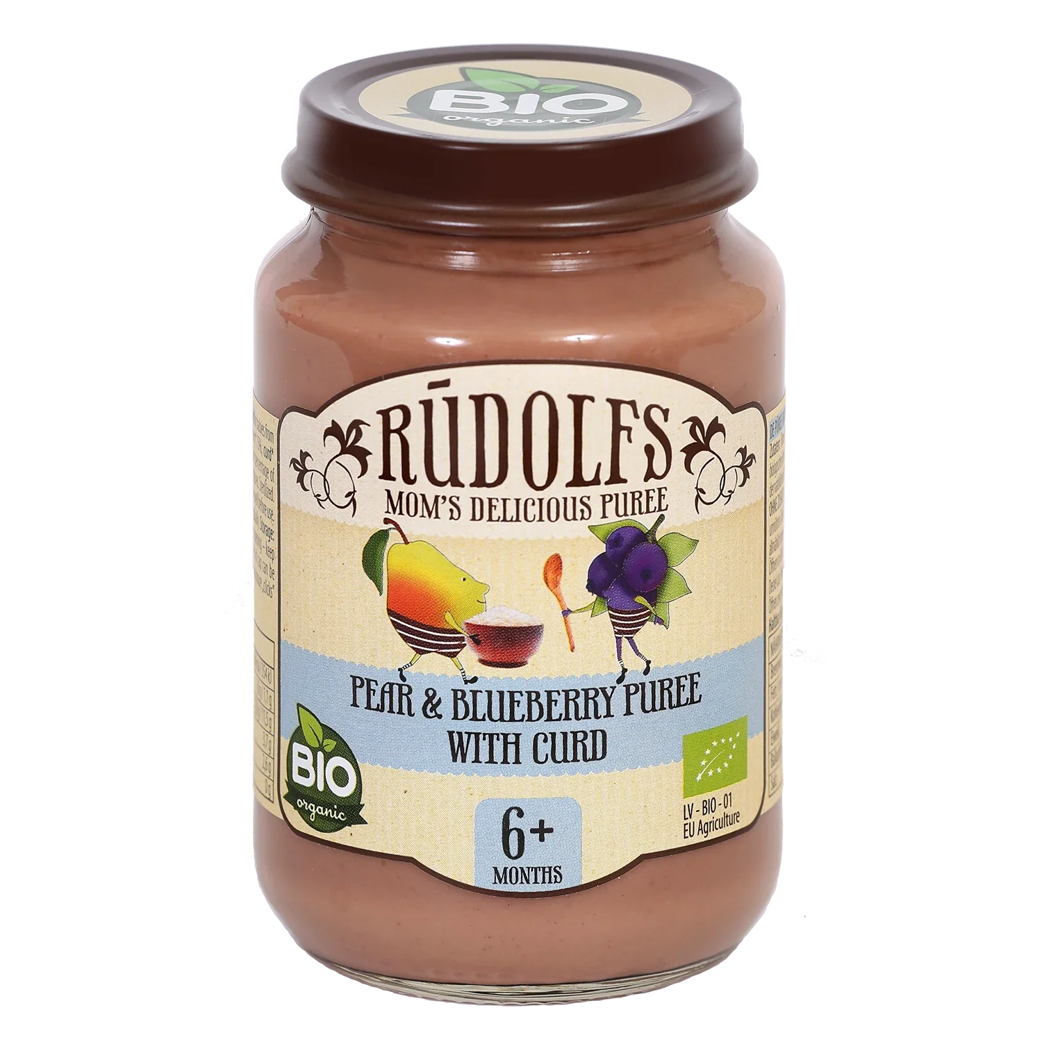 Rudolfs Organic Piure Pere și afine cu brânză 190g (6+)