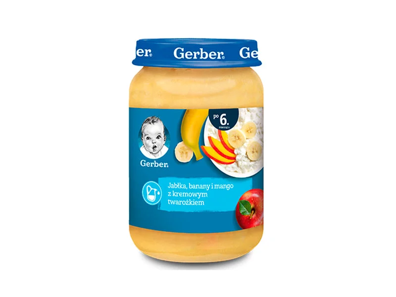 Gerber Piure de mere, banane și mango cu brânză de vaci 190g