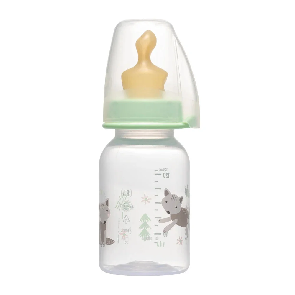 NIP Family Biberon din plastic, verde, tetina anatomică, anti-colici, latex, flux S, mărimea 1 (0-6l