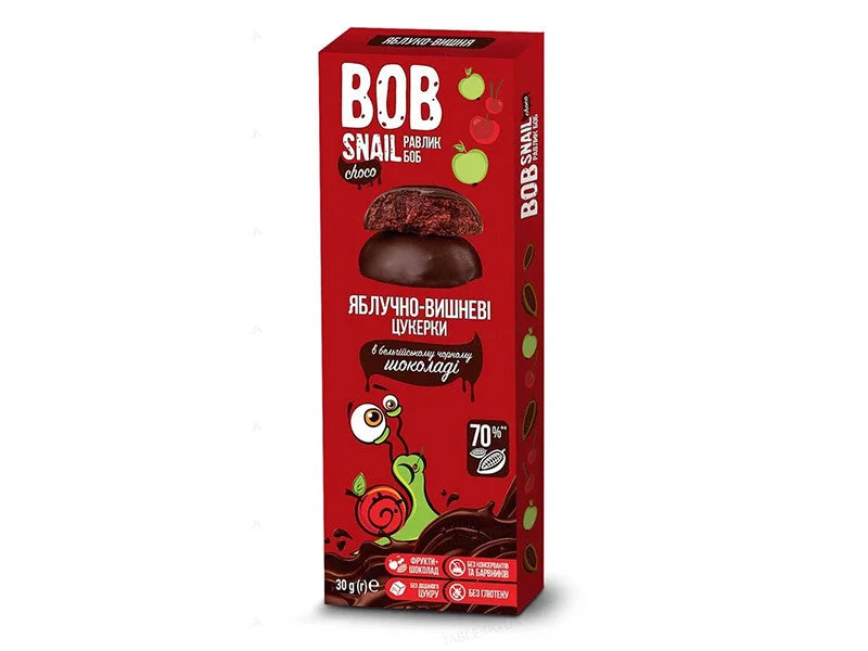 Bob Snail Dulciuri naturale mere-cirese-ciocolată neagra belgiana 30g