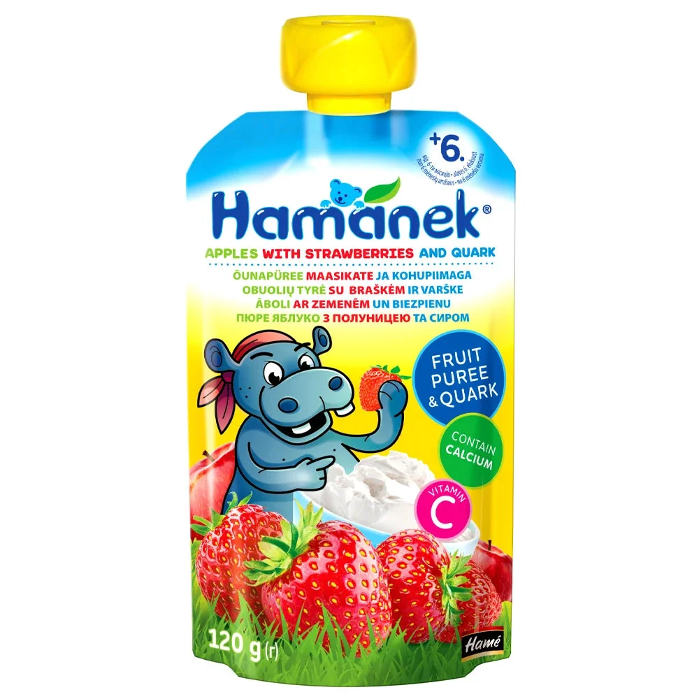 Hamanek Piure măr, căpșună, brânză 120g