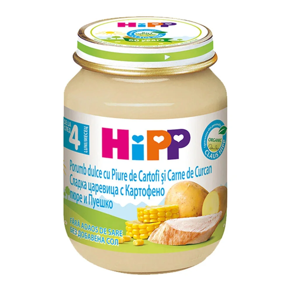 Hipp 6203 Pireu curcan,porumb și pireu de cartof (4 luni) 125g