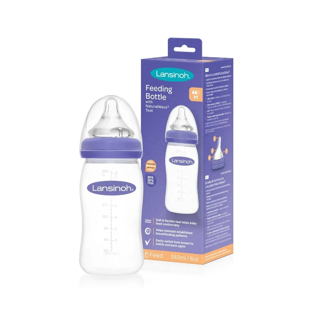 Lansinoh Biberon din plastic, tetină silicon, flux mediu, 0% BPA, 3+, 240ml (75840)