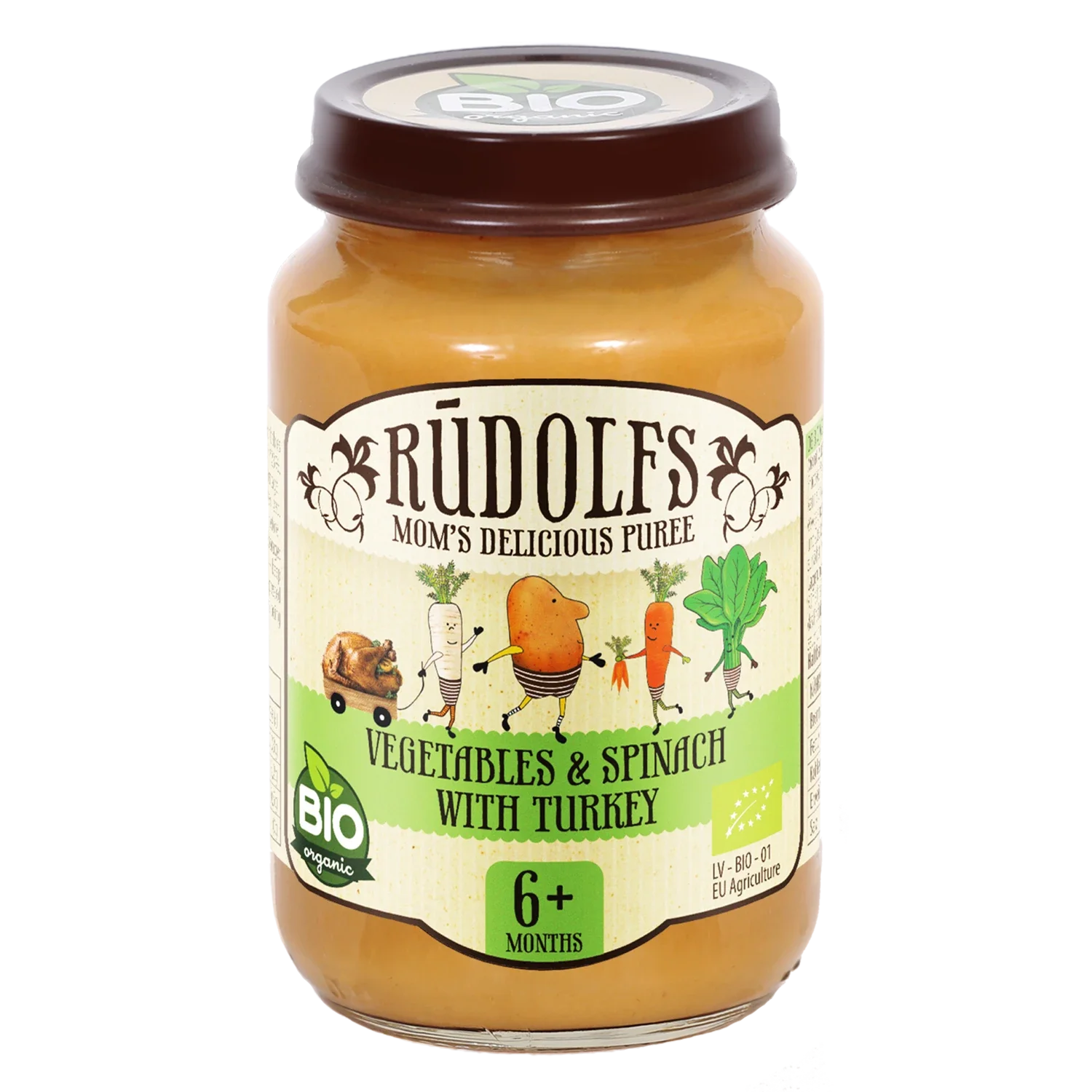 Rudolfs Organic Piure Legume cu carne de curcan 190g (6+)