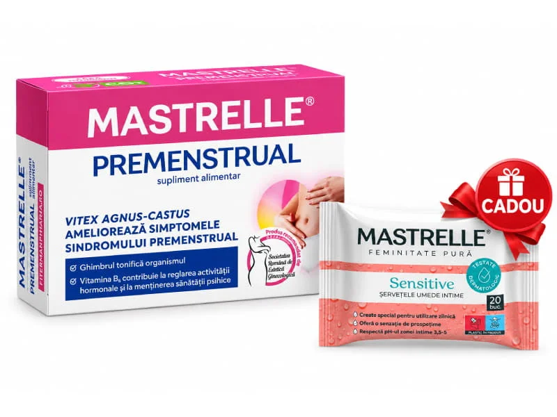 Mastrelle Premenstrual comp. N30 + Mastrelle Sensitive servetele umede intime N20 CADOU