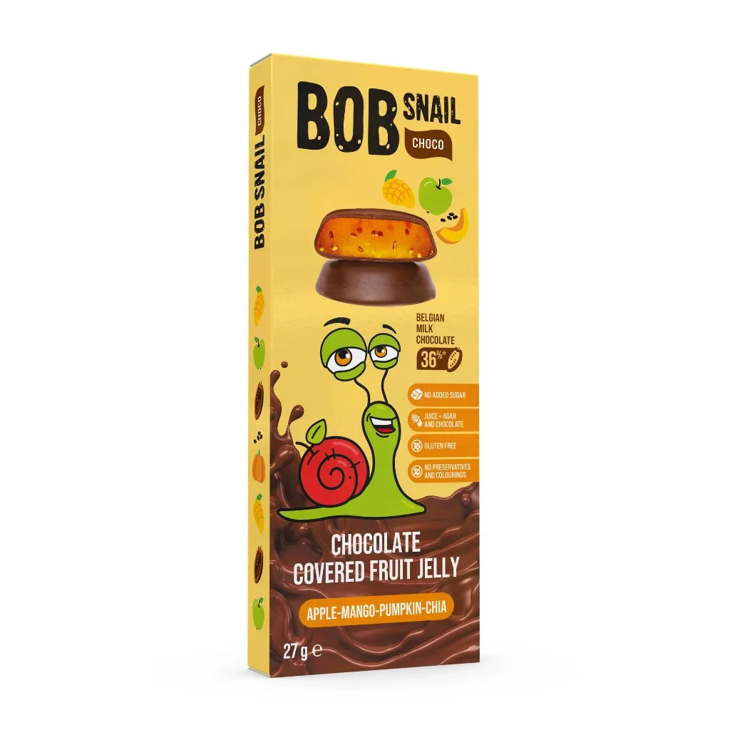 Bob Snail Marmeladă naturală mere-mango-dovleac-chia-ciocolată belgiana 27g