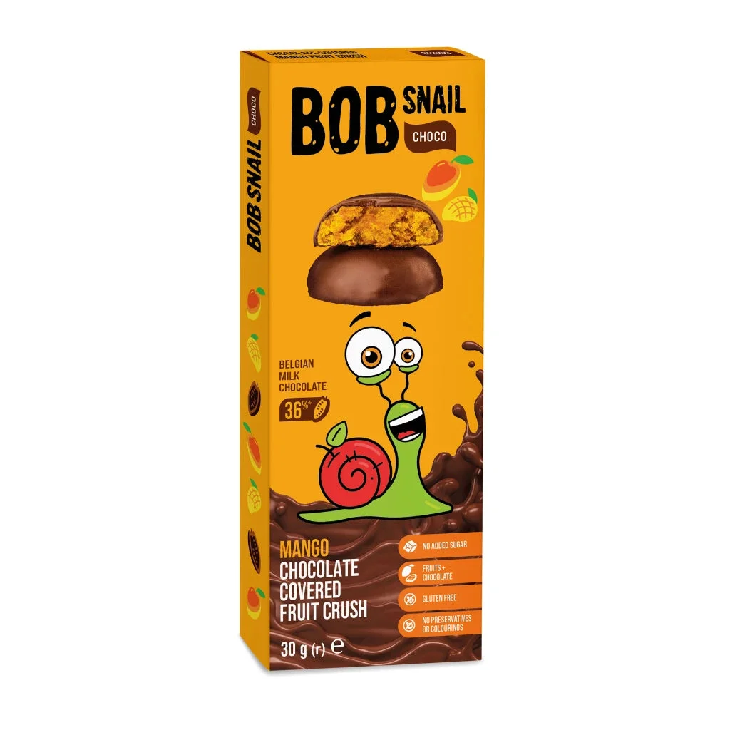 Bob Snail Dulciuri naturale mango-ciocolată belgiana 30g