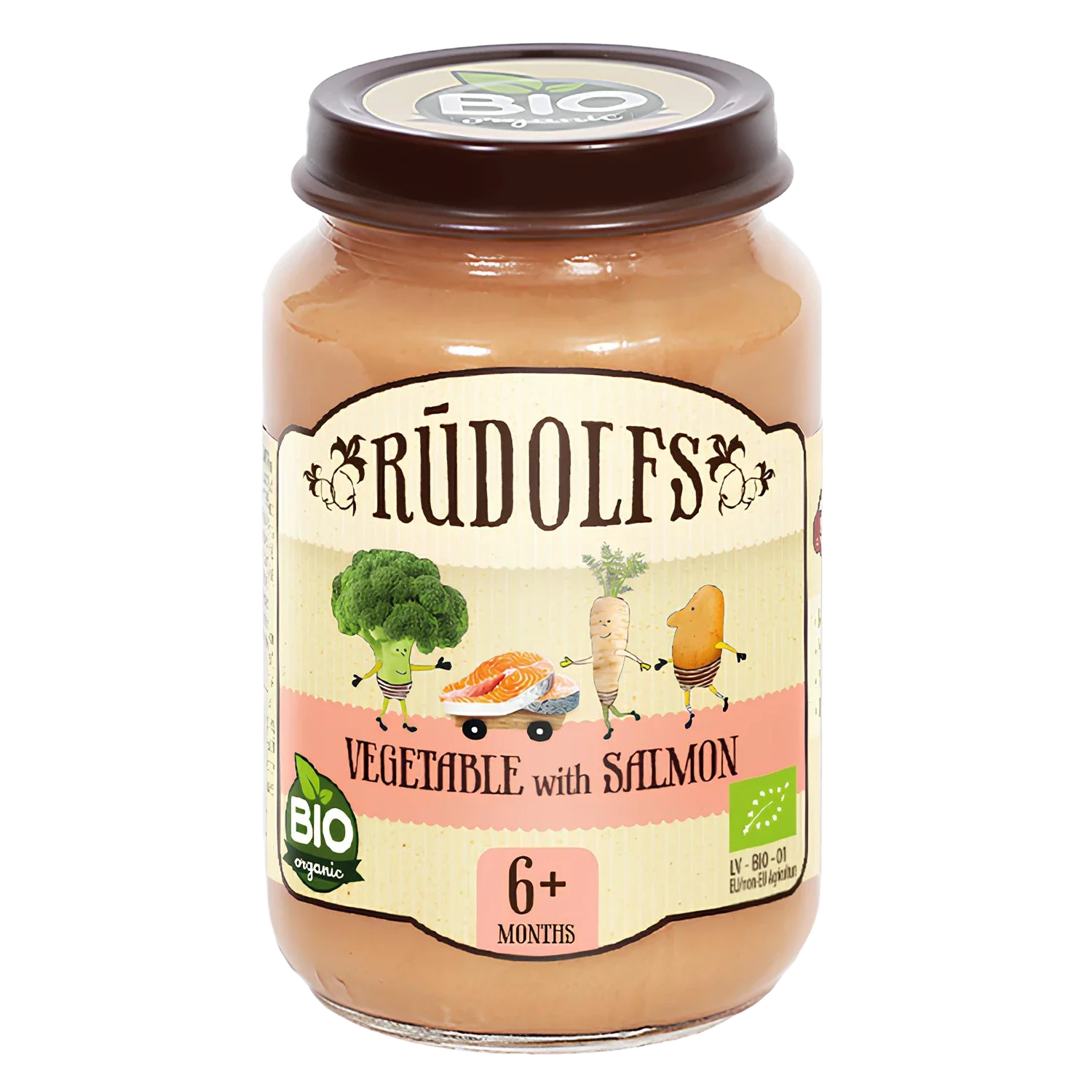 Rudolfs Organic Piure Legume cu somon 190g (6+)