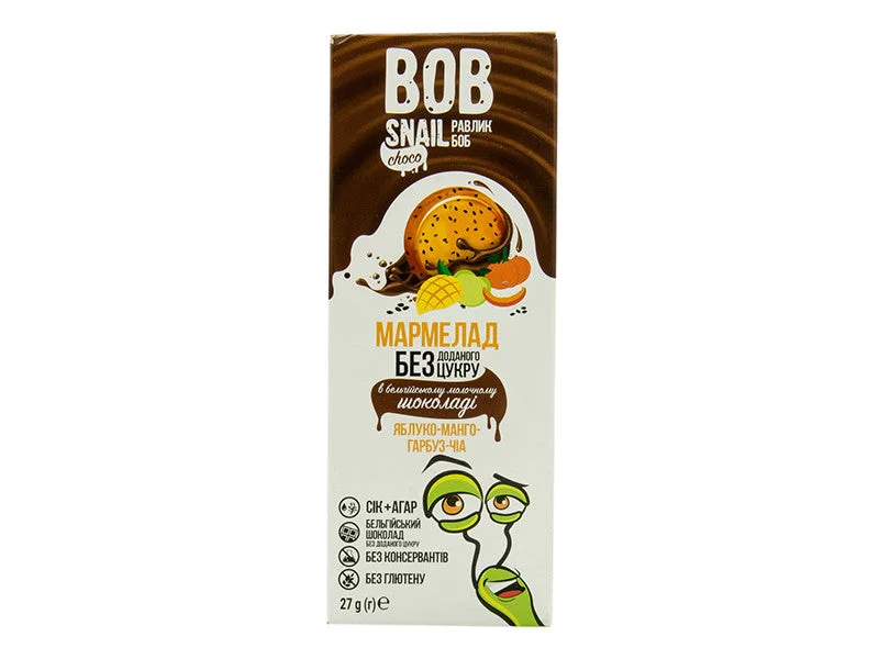 Bob Snail Marmeladă naturală mere-mango-dovleac-chia-ciocolată belgiana 27g