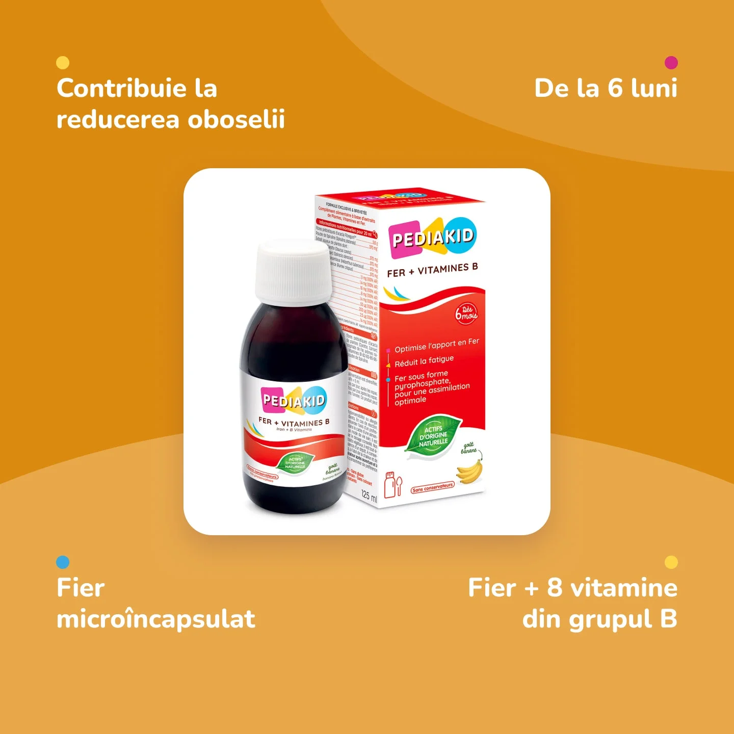 INELDEA Pediakid Fier + Vitamin B (cu gust de banane) sirop 125ml