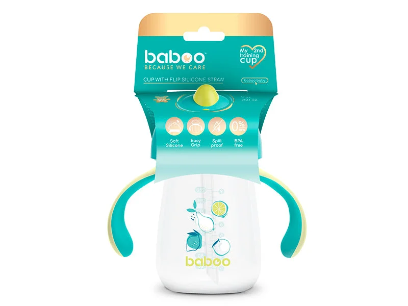 Baboo cana nasuc silicon cu maner 260ml verde 9M+ 8-026